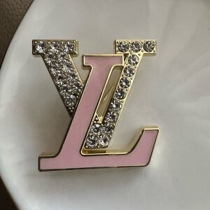 Pink and Gold Crystal Pin Brooch